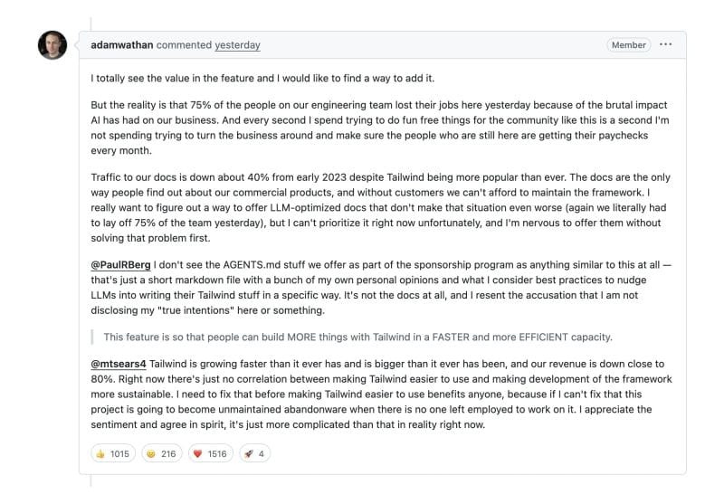 Tailwind laid off 75% of their stuff